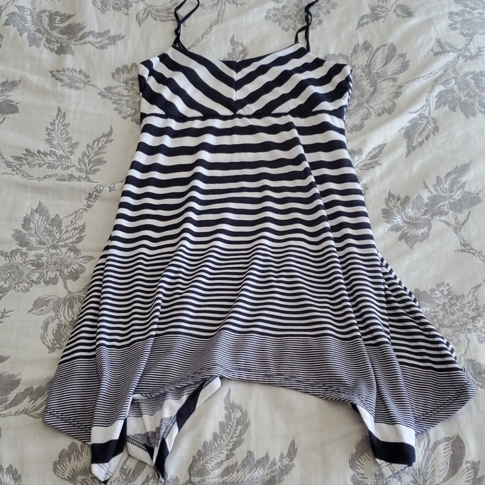 Blue & White striped dress or cover up - Sm